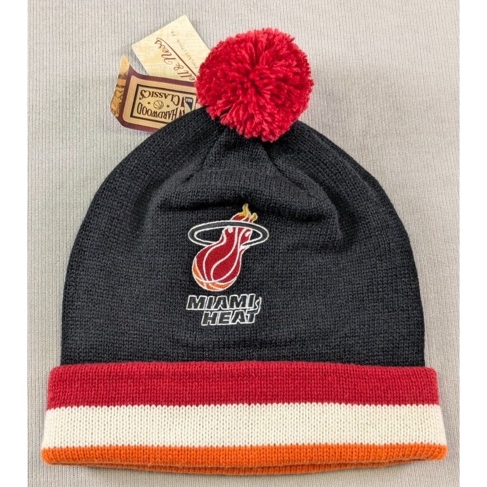 Miami Heat Hat Cap Black Beanie NBA Basketball Mitchell Ness New Mens
